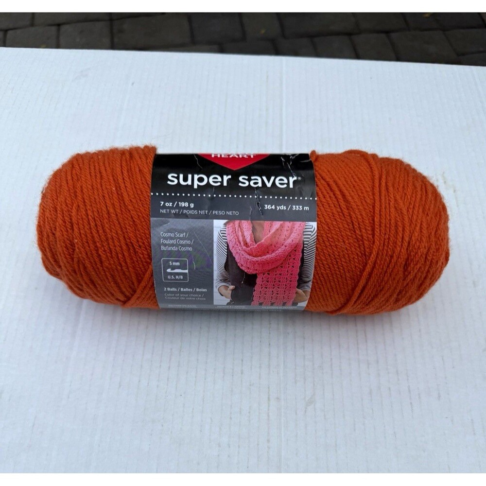 Red Heart Super Saver Orange Acrylic Yarn Skein Worsted 7oz 364yds E300B